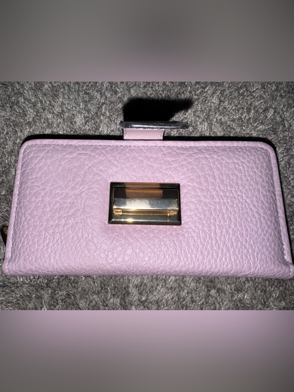 Blush Pink/Violet Vegan Leather Zip Wallet with Gold Hardware - Picture 4 of 9
